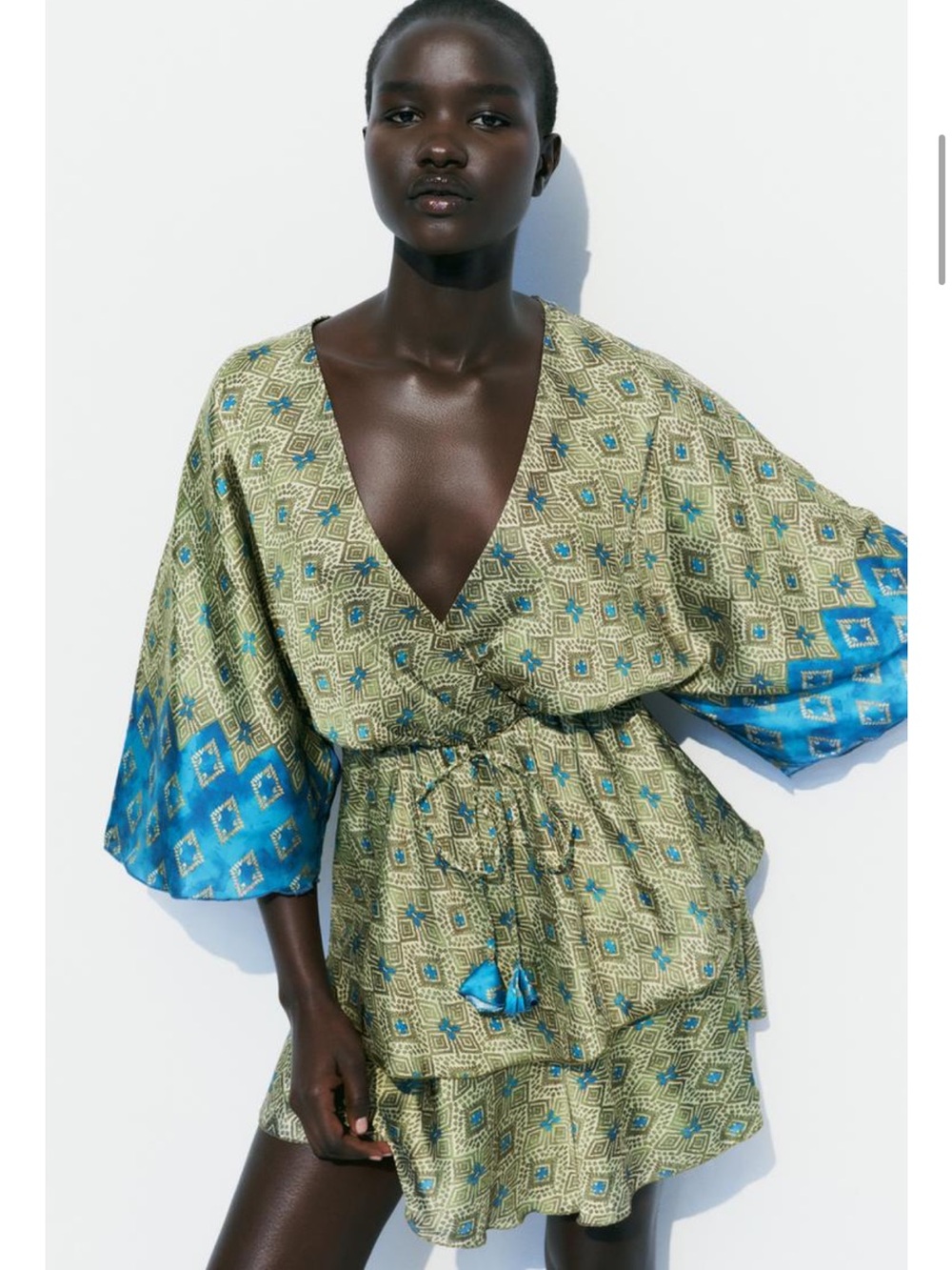 ZARA | Peacock Pattern Silky Dress
